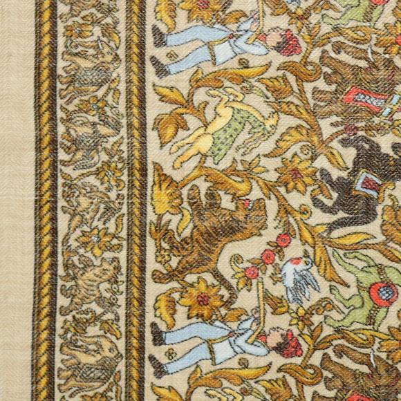 HERMES Carre 90 CHASSE EN INDE Scarf Silk Cashmere Brown Auth am4909 - Picture 2 of 15